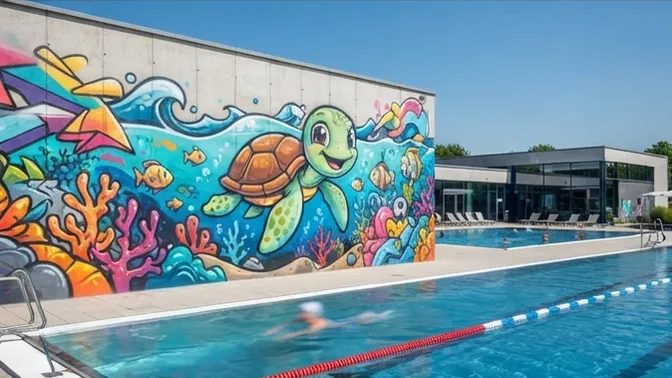 Graffiti im Waldfreibad Rodenbach
