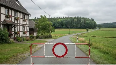 Sperrung der Bergstraße in Niedermohr