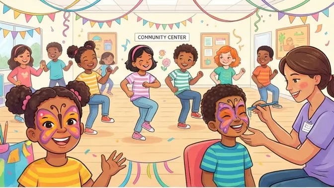 Line Dance, Kinderschminken, Spiele