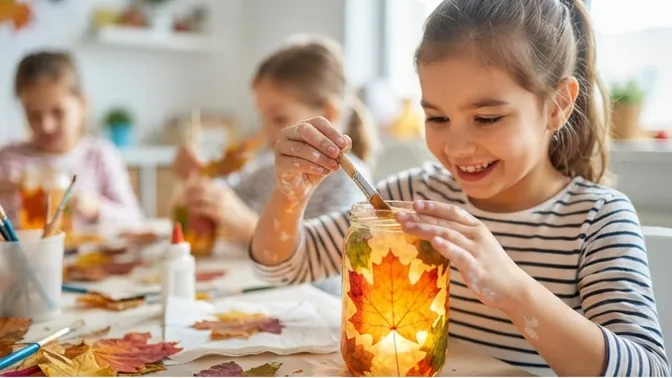 Gläser bemalen: Herbstglas basteln
