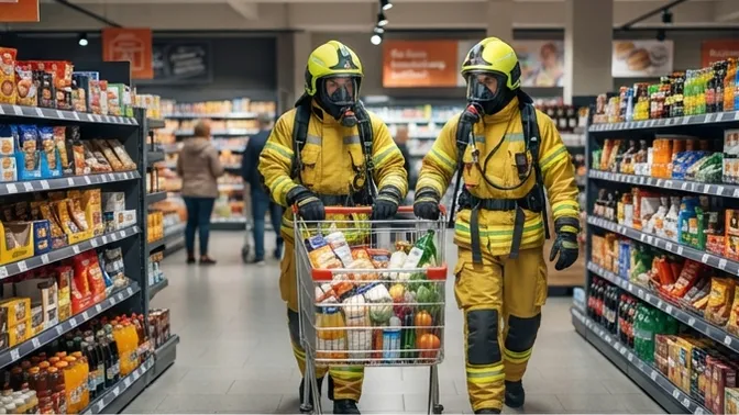 Feuerwehr trainiert im EDEKA-Markt – CSA-Ausbildung einmal anders