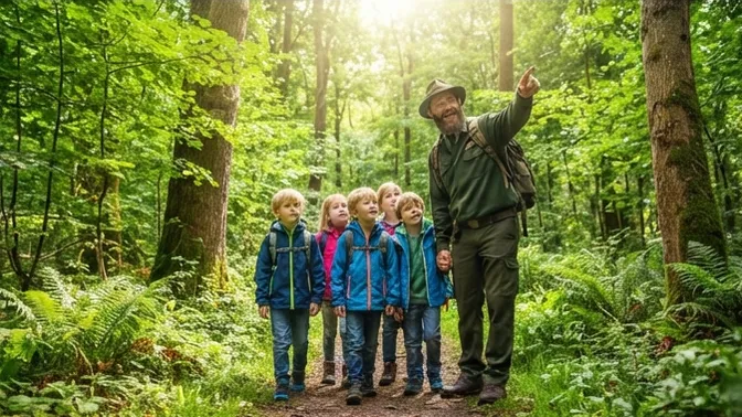 Kath. Kindertagesstätte St. Elisabeth Kindsbach - Waldtag der Vorschulkinder mit Förster Michael Bajer